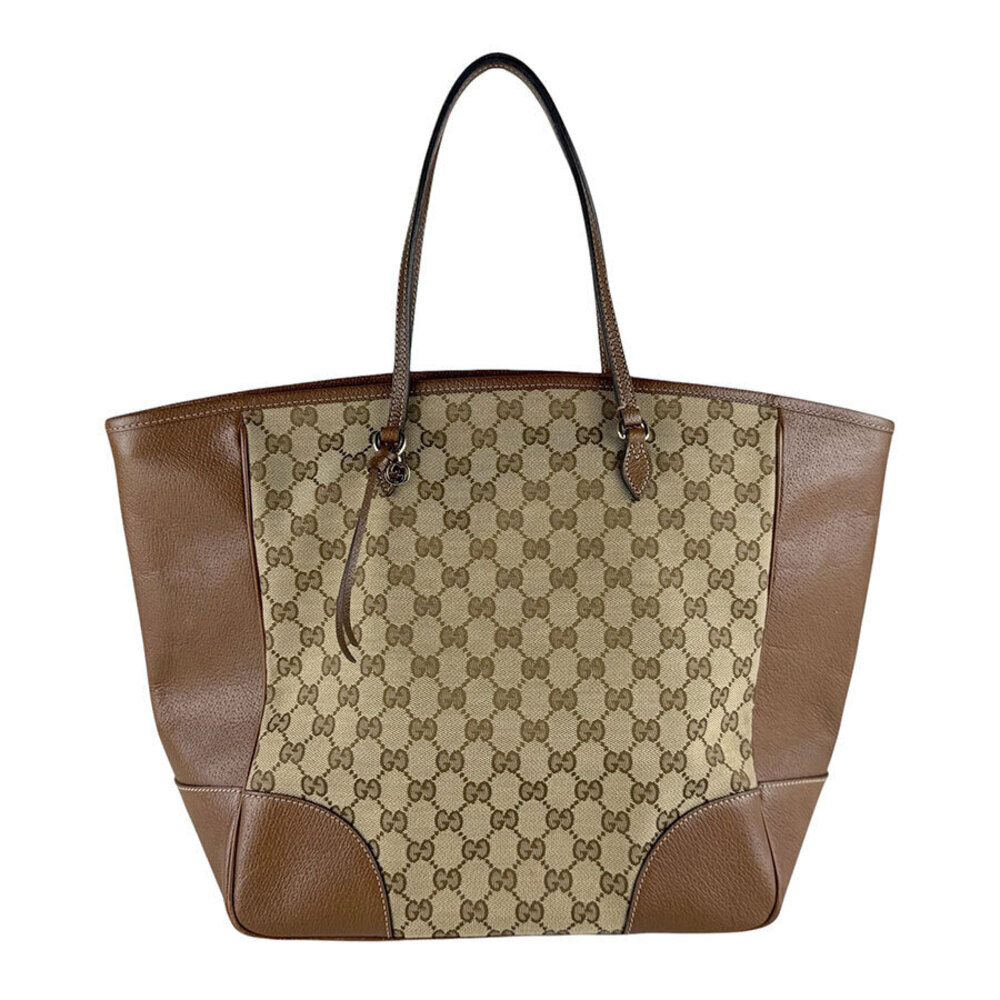Gucci Top Handle Bag GG Canvas Leather Brown